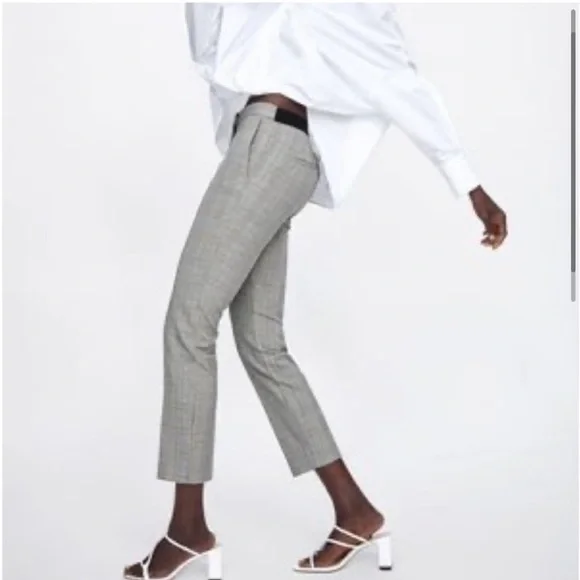 Zara Plaid Trouser Pant Grey size Xsmall - Picture 3 of 15